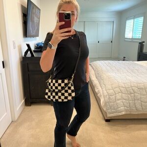 Clare V black and cream knit crossbody
